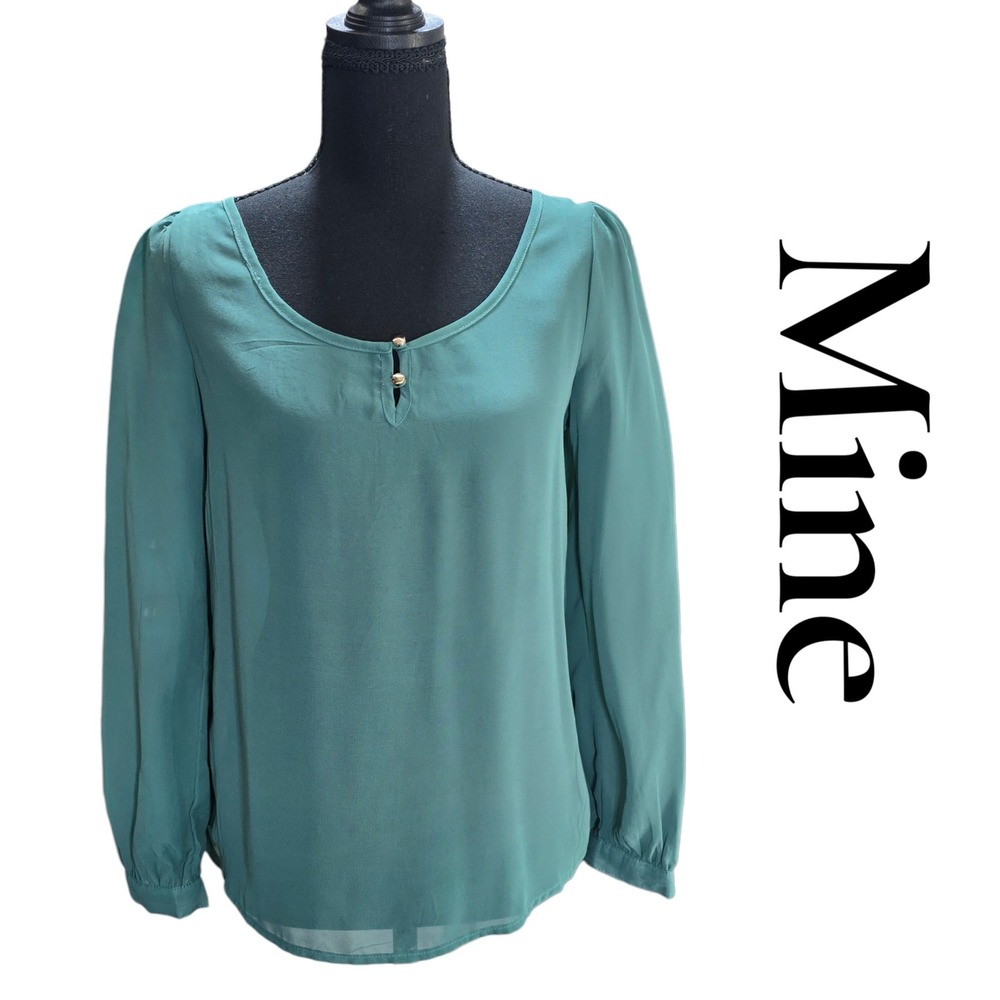 Mine Blouse Women S Green Polyester Chiffon Strappy‎ Back High Low Boho Chic Top